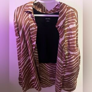 A New Day Brown and White Striped Blouse
